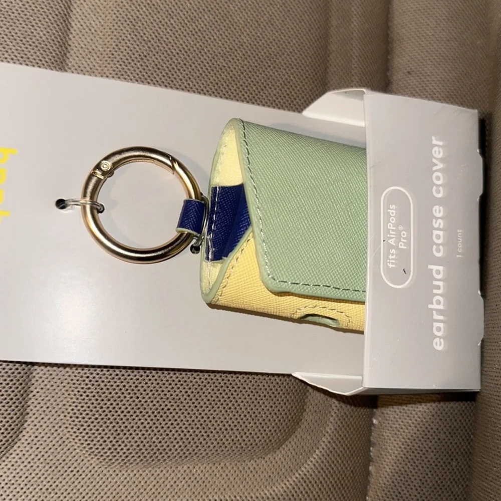 Heyday Apple AirPods Pro Leather Case with Clip - Green/Yellow/Blue